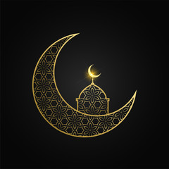 creative eid mubarak moon and mosque design