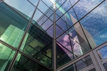 Poster - The glass architecture in city against a sky