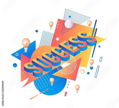 Trendy Success Poster Banner Background Template With Orange Red