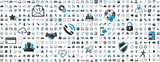 Fototapeta  - Black and blue web business technology icons set