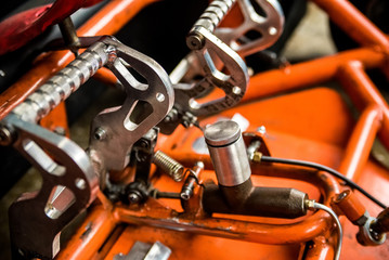 Close up details of orange mini gocart