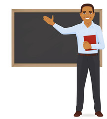 Wall Mural - Male teacher at blackboard with copy space showing vector illustration