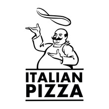 Italian Pizza Chef. Retro Vector Illustration On White Background.