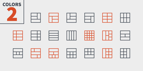 Wall Mural - Layout UI Pixel Perfect Well-crafted Vector Thin Line Icons 48x48 Ready for 24x24 Grid for Web Graphics and Apps with Editable Stroke. Simple Minimal Pictogram Part 3-6