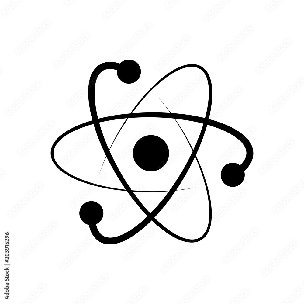 scientific atom symbol, logo, simple icon - obrazy, fototapety, plakaty 
