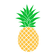 Summer Fruits For Healthy Lifestyle. Pineapple Fruit. Vector Illustration Cartoon Flat Icon Isolated On White.