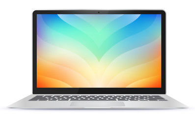 Sticker - laptop computer with colorful abstract screen vector illustration