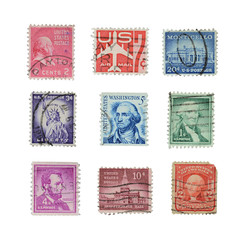 Stamps mail close up