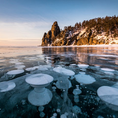 Wall Mural - Methane Bubbles in the Baikal Ice