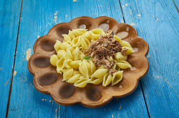 Canvas Print -  Pasta Conchiglie with Tuna