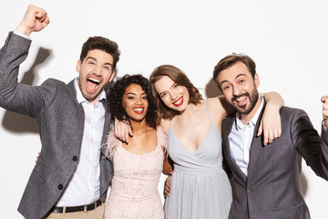 Poster - Group of happy well dressed multiracial people