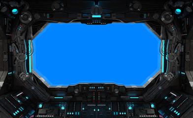 Poster - Spaceship grunge interior window isolated