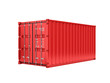 Red cargo shipping container without inscription on white background 3d without shadow