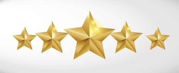 star rating realistic gold star set vector