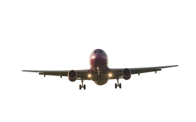 Sticker - big commercial airplane at landing with clear blue sky background