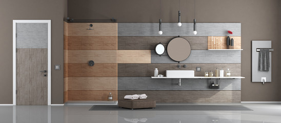 Wall Mural - Modern bathroom with washbasin and shower