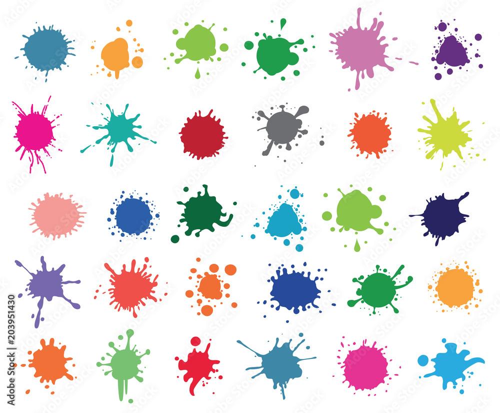 set of color spray stains - obrazy, fototapety, plakaty 