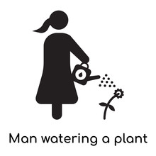 Man Watering A Plant Icon Isolated On White Background