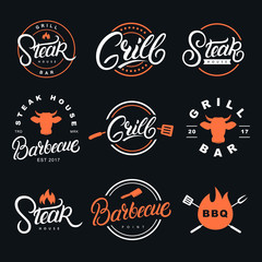 Wall Mural - Set of hand written lettering badges, labels and logos