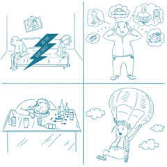  Vector illustrations in sketch style of the life situations