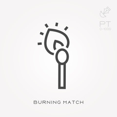 Wall Mural - Line icon burning match