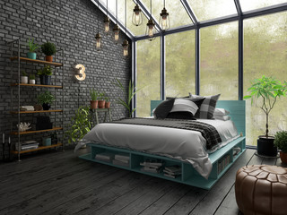 Wall Mural - Bedroom interior design 3D rendering