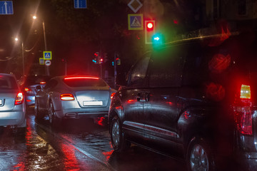 Canvas Print - traffic on a night road