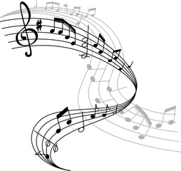 Vector music poster or notes staff icon