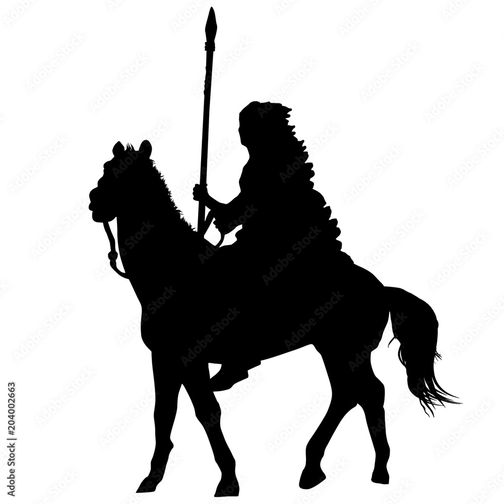 Native american indian silhouette riding a horse Stock Vector | Adobe Stock