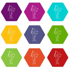 Wall Mural - Man protest icons set 9 vector