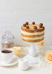 Wall Mural - Homemade cake on the festive table.