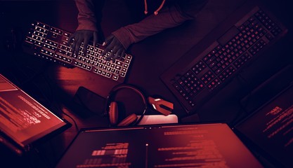 hacker working on computer cyber crime