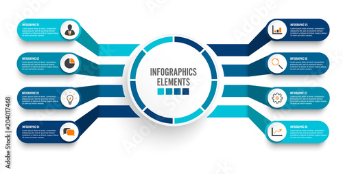 Fotografía Vector infographic template with 3D paper label, integrated circles