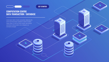 Wall Mural - computation of big data center, information processing, database. internet traffic routing, server r
