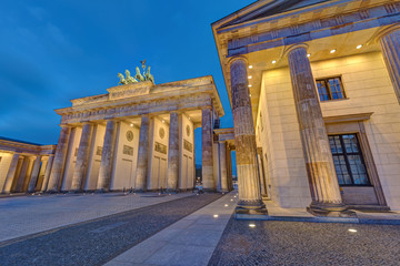 Wall Mural - The famous illuminated Brandenburg Gate in Berlin, Germany, at night