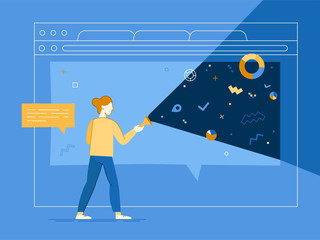 Web and app  development creative concept with female character