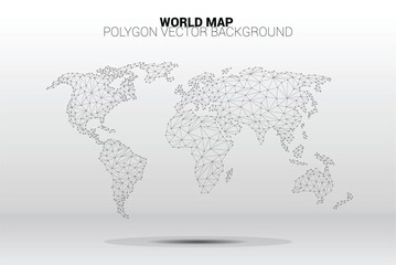 Poster - World map dot connection line polygon: concept of digital world, Data connection