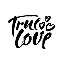 Wall Mural - true love postcard. phrase for valentine's day. ink illustration. modern brush calligraphy. isolated