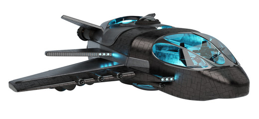 Poster - Futuristic spacecraft isolated on white background 3D rendering
