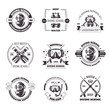 © Sonulkaster - Diving school promo monochrome emblems with equipment set