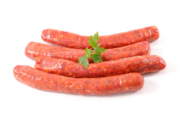 raw sausage on white background