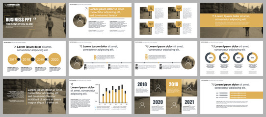 Aufkleber - Gold business presentation slides templates from infographic elements.