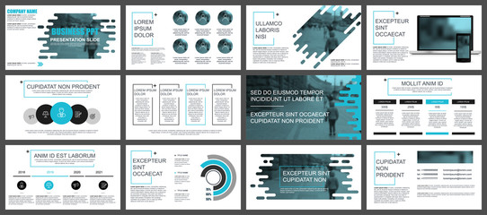 Aufkleber - Blue and black business presentation slides templates from infographic elements.
