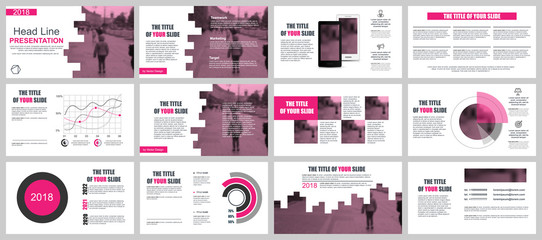 Aufkleber - Pink business presentation slides templates from infographic elements.