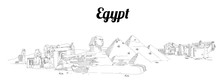 EGYPT Hand Drawing Panoramic Sketch Illustration