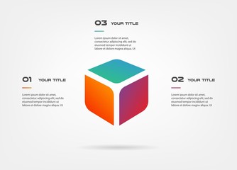 Poster - 3d blocks infographics step by step. Element of chart, graph, diagram with 3 options - parts, processes, timeline. Vector business template for presentation, workflow layout, annual report, web design