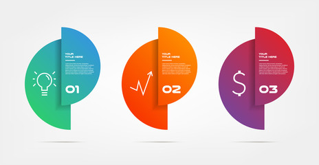 Poster - Circle gradient infographics step by step. Element of chart, graph, diagram with 3 options - parts, processes, timelines. Vector business template for presentation, banners. Abstract form