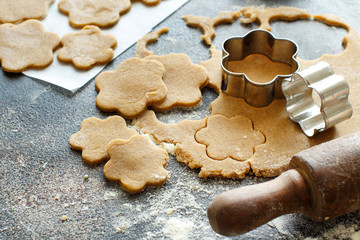 Cooking cookies with  cookie cutters