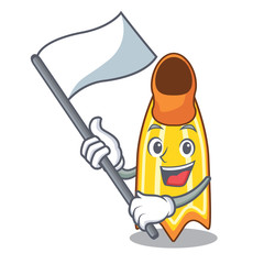 With flag swim fin mascot cartoon