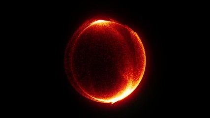 Wall Mural - 3d animation of supernova star birth. bright particles form into shiny sphere. abstract space creati
